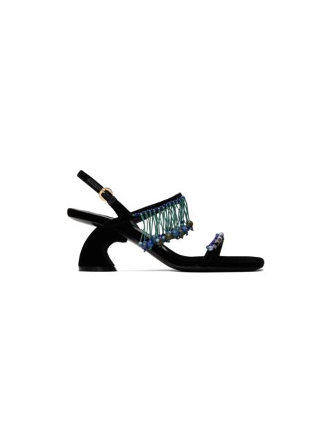 Dries Van Noten Black Beaded Heeled Sandals