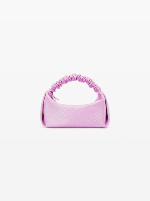 SCRUNCHIE MINI BAG IN SATIN WITH CLEAR BEADS