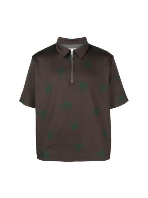 palm tree-print polo shirt