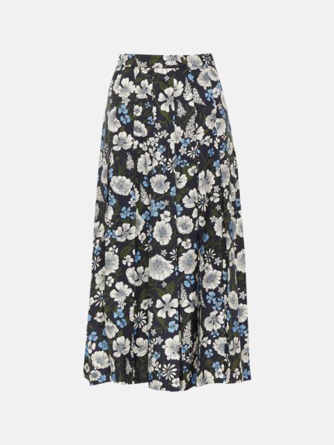 Norris pleated silk-blend midi skirt