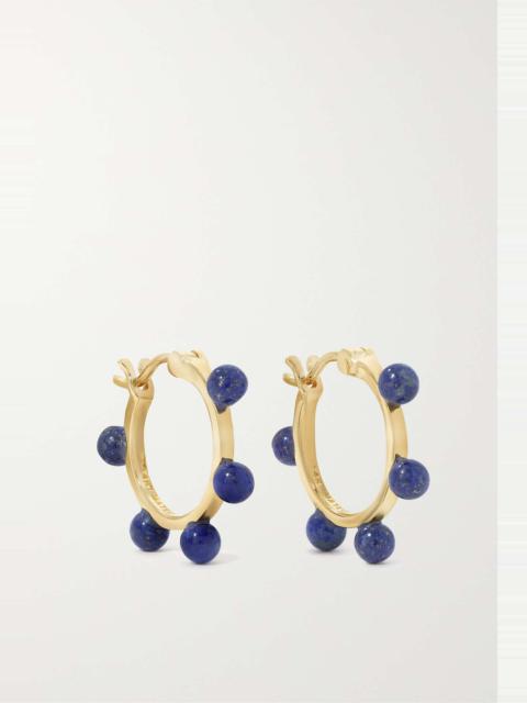 MATEO Small Dot 14-karat gold lapis lazuli hoop earrings