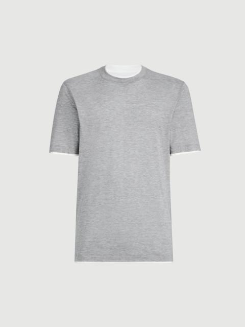 Brunello Cucinelli Silk and cotton jersey crew neck T-shirt with faux-layering