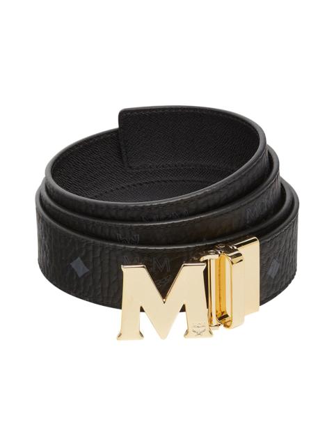 MCM MCM Claus M Gold Buckle Reversible Belt Visetos 1.5" 51In/130Cm Black