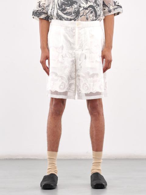 TAAKK Sheer Printed Drawstring Shorts