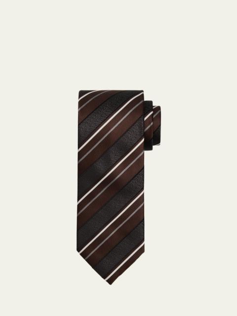 Brioni Men's Silk and Cotton Regimental Stripe Tie