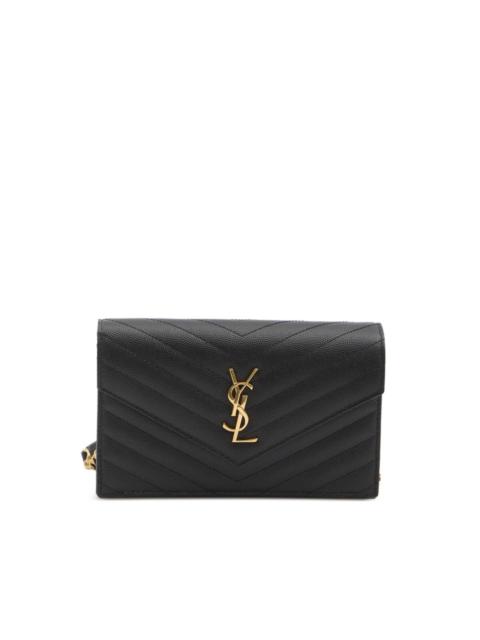 SAINT LAURENT Cassandre chevron quilted chain clutch