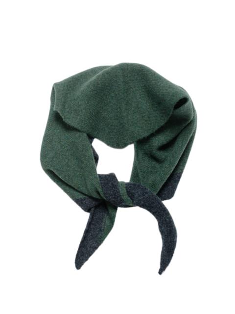 MARGARET HOWELL MHL Tipped Scout Scarf Lambswool Green/Charcoal