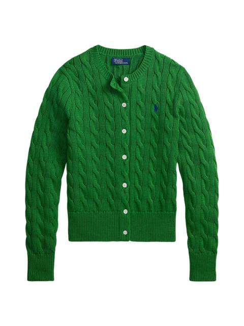 Polo Ralph Lauren Women's Logo Cable-Knit Cotton Cardigan - Fiji Green