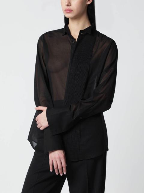 6397 Black micro-pleated shirt