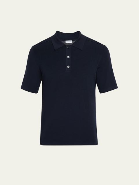 Burberry Men's Wool Knit Check-Placket Polo Shirt