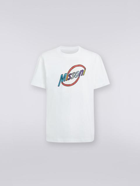 Missoni Crew-neck oversized cotton T-shirt with multicoloured logo lettering