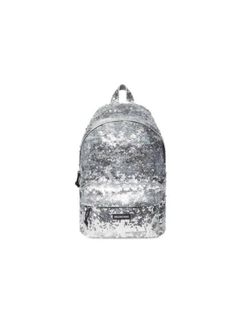 BALENCIAGA Men's Explorer Backpack With Embroidered Sequin  in Silver
