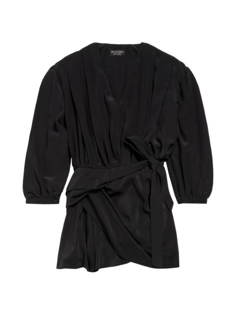 BALENCIAGA Women's V-Neck Mini Dress - Black