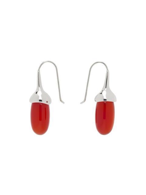 Silver & Red Dripping Stone Earrings