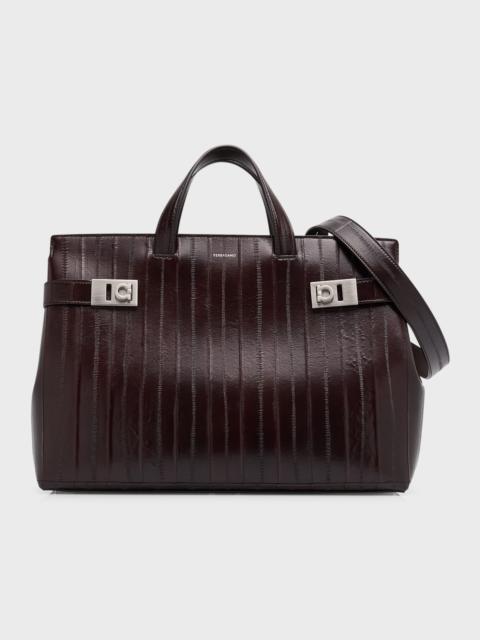 Men's Twins Exotic Calf Leather Tote Bag