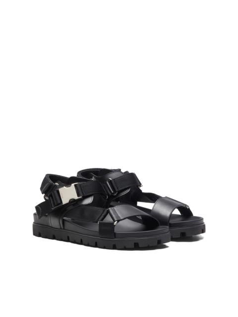 Sporty leather and Re-Nylon tape sandals
