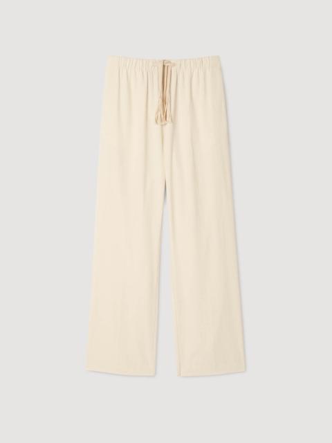 Sandro WIDE-LEG ELASTICATED COTTON TROUSERS