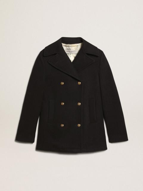 Golden Goose Women’s dark blue peacoat with gold-colored heraldic buttons
