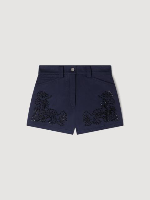 Sandro EMBROIDERED COTTON SHORTS