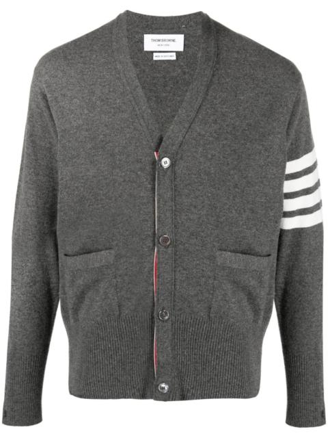 Classic V Neck Cardigan With White 4 Bar