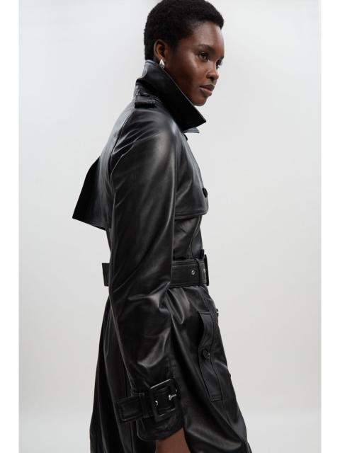 KAREN MILLEN Leather Trench Belted Mac Midi Coat