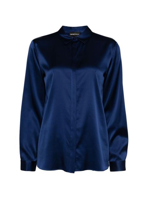 long-sleeved silk-blend shirt