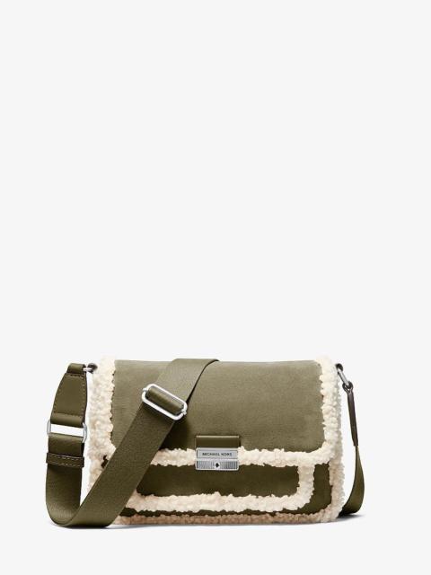MICHAEL KORS Bradshaw Medium Suede and Faux Shearling Messenger Bag