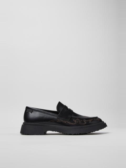 CAMPER Walden Black Leather Moccasins for Men.