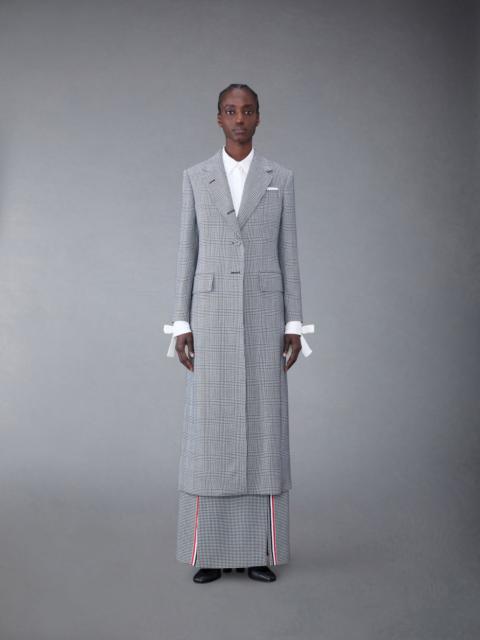 Thom Browne Prince of Wales Heavy Wool Suiting Wide Lapel Overcoat