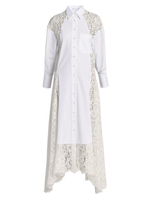 Stella McCartney Women's Lace-Paneled Cotton Poplin Shirtdress - Pure White