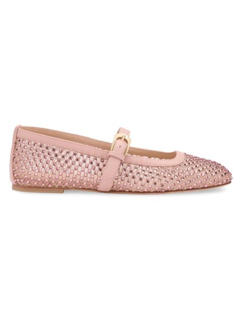 Stuart Weitzman Women's Bareitall Crystal-Embellished Mesh Mary Janes - Blushful