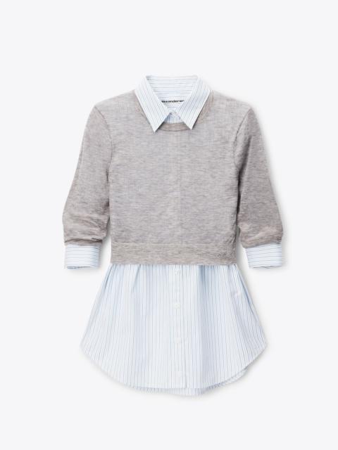 Alexander Wang SHEER CRWENECK SWEATER BUTTON UP