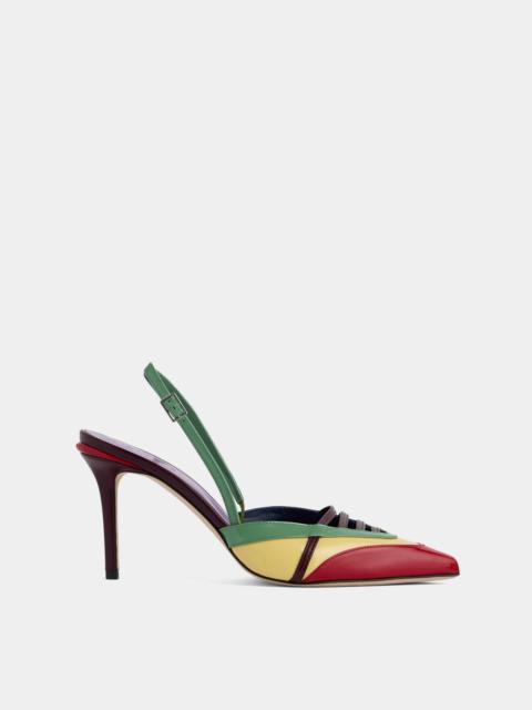 rabanne SLINGBACK PUMPS IN MULTICOLORED RED PATENT LEATHER