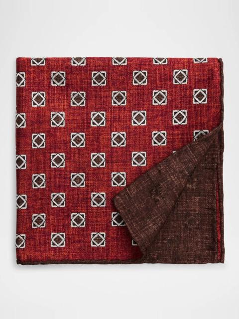 Brunello Cucinelli Men's Medallion Double-Face Silk Pocket Square