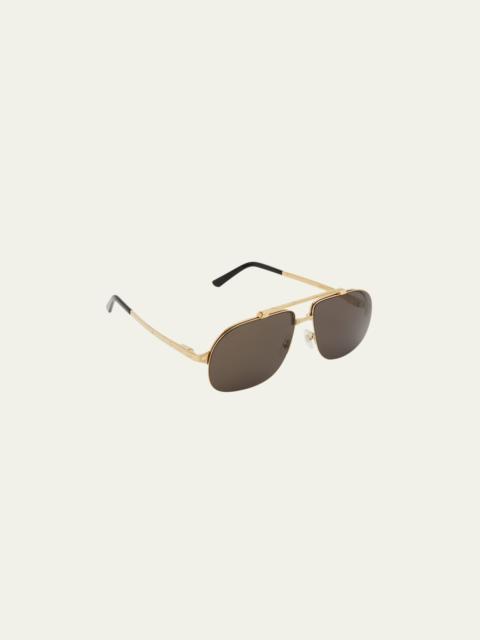 Men's Metal Double-Bridge Aviator Sunglasses