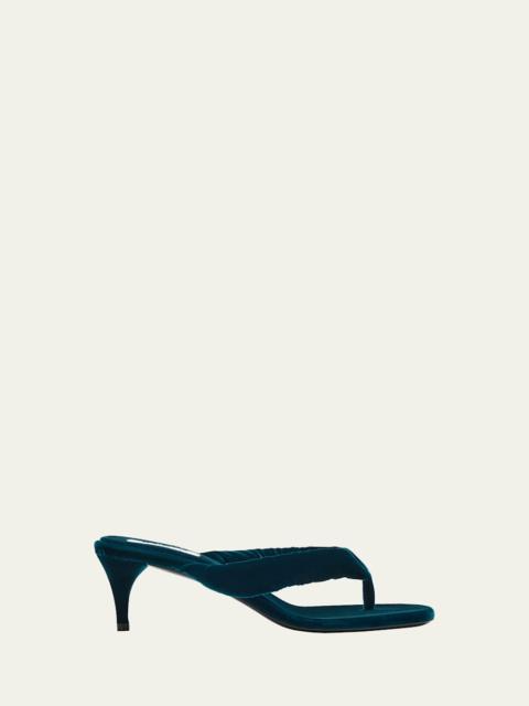 Alaïa Velvet Kitten-Heel Thong Sandals