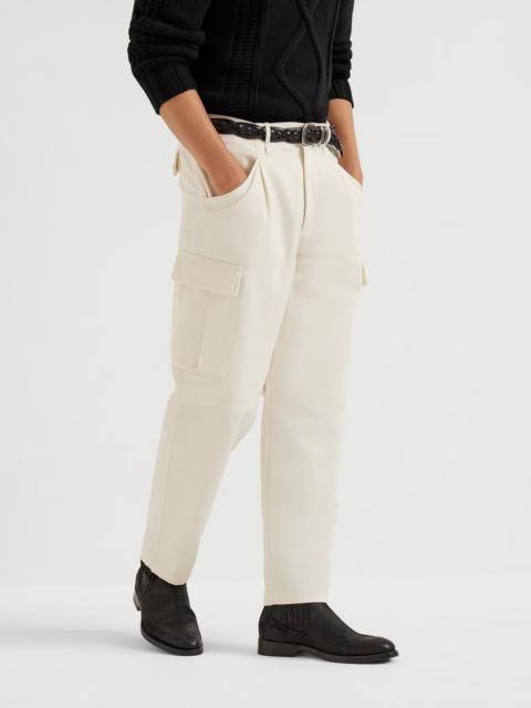 Brunello Cucinelli Cotton and virgin wool gabardine leisure fit trousers with cargo pockets
