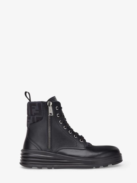 FENDI Black leather biker boots