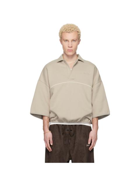 ESSENTIALS Taupe Active Trace 3/4 Sleeve Modern Polo