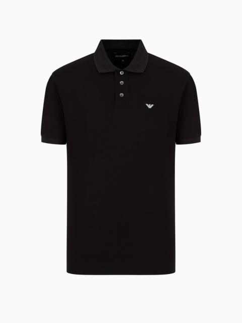 EMPORIO ARMANI Mercerised piqué polo shirt with micro eagle