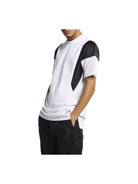 Jordan Air Jordan Flight Splicing Contrasting Colors Athleisure Casual Sports Short Sleeve White AO0415-100