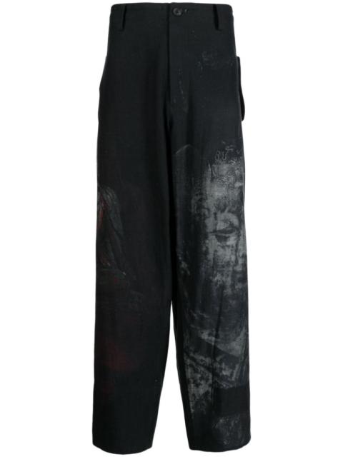 Yohji Yamamoto graphic-print wide-leg trousers