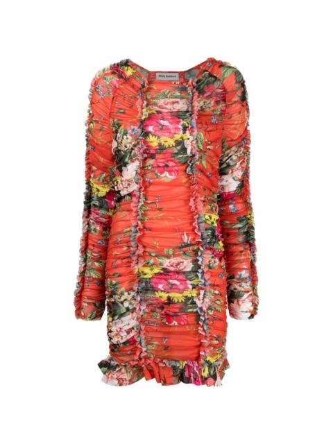 Molly Goddard ruched floral-print minidress