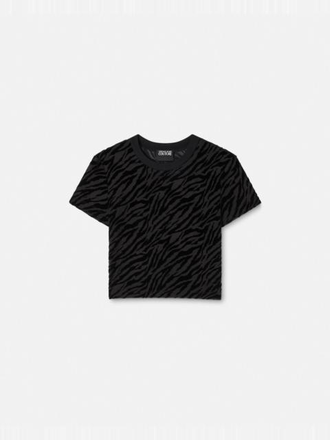 VERSACE JEANS COUTURE Zebra Devoré Crop T-Shirt