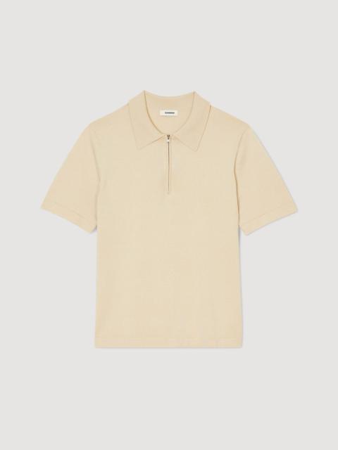 Sandro KNITTED POLO SHIRT WITH ZIP COLLAR