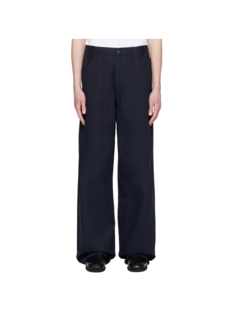 Raf Simons Navy Elasticized Trousers