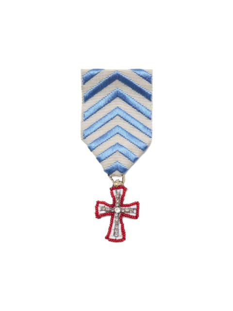 UNDERCOVER beaded-cross chevron-ribbon medal brooch