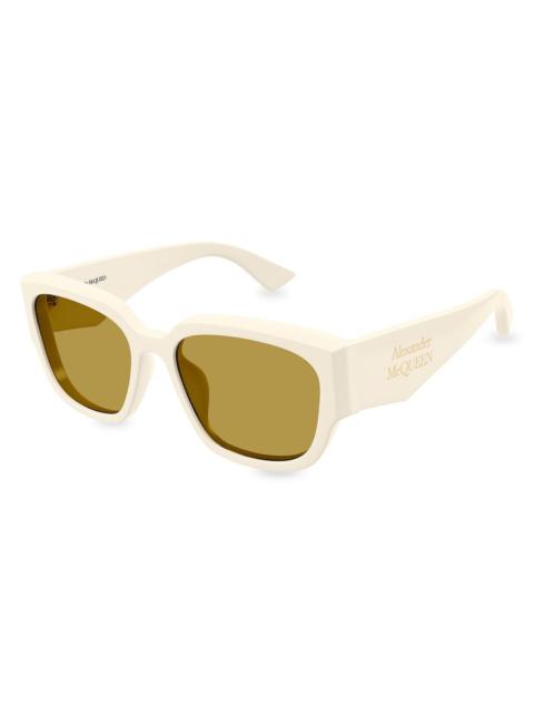 Alexander McQueen Women's Stacked Logo 55MM Square Sunglasses - Yellow Ivory