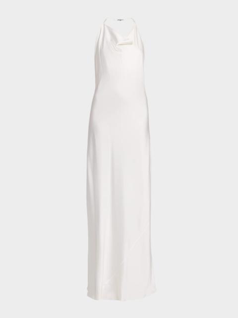 Stella McCartney Cowl-Neck Enverse Satin Backless Halter Gown