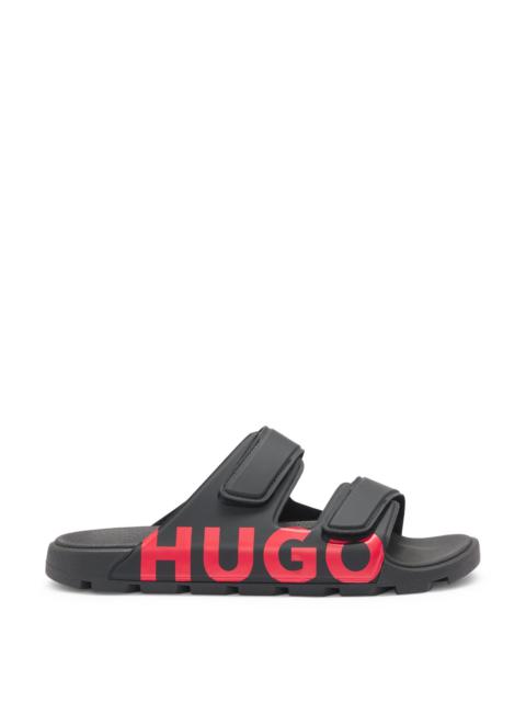 HUGO LOGO SANDALS WITH DOUBLE TOUCH-CLOSURE STRAPS